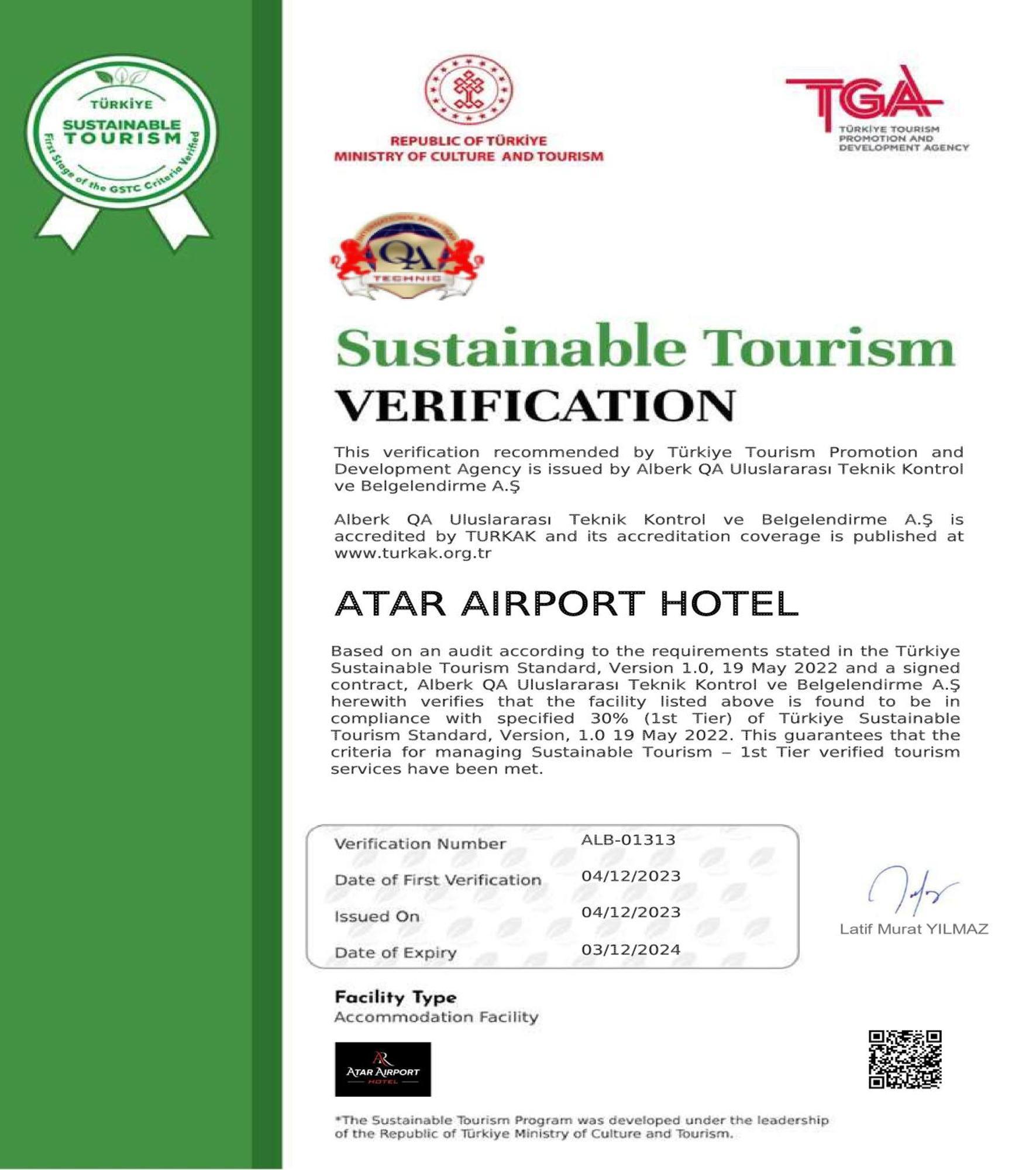 Atar Airport Hotel - Spa & Wellness Arnavutkoy Exteriör bild